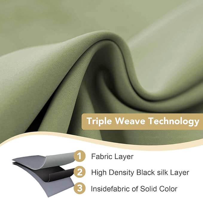 H.VERSAILTEX Untra Sleep Well Microfiber Blackout Thermal Insulated Curtains for Bedroom/Living Room Decorative Grommet Window Panels Drapes (Set of 2, Sage, 52 x 54 Inch)