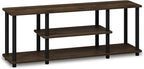Furinno Turn-N-Tube No Tools 3D 3-Tier Entertainment TV Stand up to 50 inch TV, Round Tubes, Columbia Walnut/Black