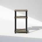 Furinno JUST Night Stand, 3-Tier Turn-N-Tube Nightstand, Toolless Bedside Table, End Table, Side Table with Open Storage for Bedroom, Closet, Dorm, Bathroom, French Oak