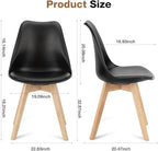 OLIXIS Dining Chairs Set of 8 Kitchen Mid Century Modern Chairs with Wood Legs and PU Leather Cushion for Living Room Bedroom Outdoor Lounge, Black