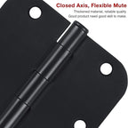 30 Pack Rounded Matte Black Door Hinges 3.5 Inch 5/8" Radius Interior 3 1/2 Inch Flat Iron Bifold Standard Hinge No Squeak Bedroom Indoor for Closet Doors 3 ½" Heavy Duty Hardware Doorway Study Room