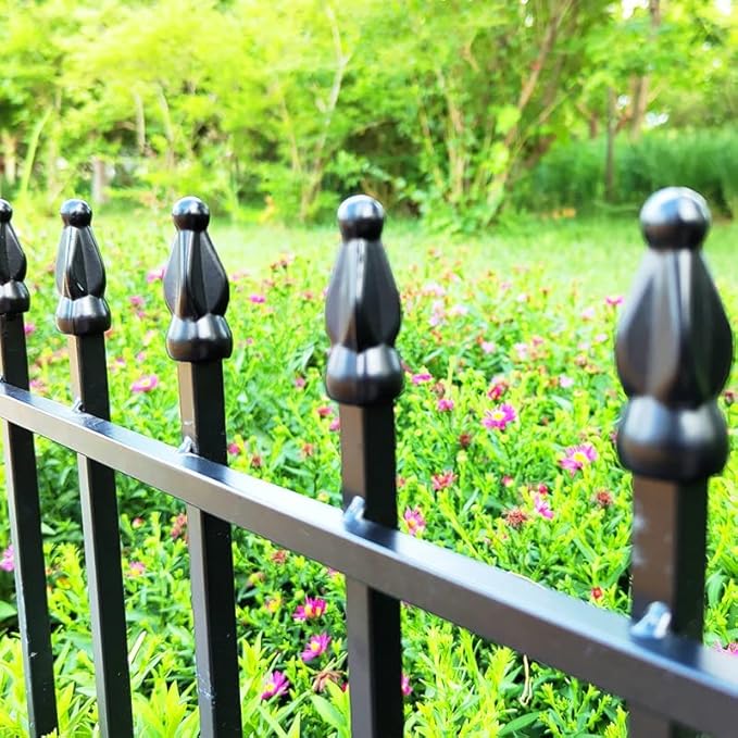 Metal Decorative Garden Fence 22" Wide x 18" High (20 Panels, Total Length 36 feet), Metal Border Folding Fence, Landscape Fencing for Flower Bed, Yard, Animal Barrier