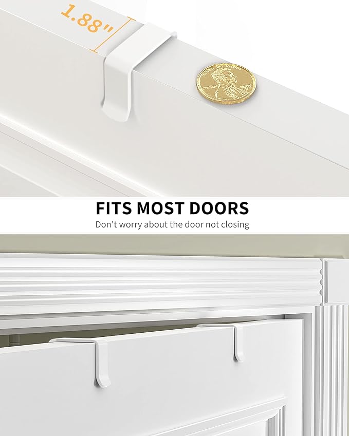 Moforoco White Narrow 9-Tier Over The Door Pantry Organizer, Pantry Organization and Storage, Metal Hanging Basket Wall Spice Rack Seasoning Shelves, 12.2"