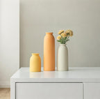 10.4 inches Tall Decorative Ceramic Vase Set, 3 Pieces, 10 inches Nordic Modern Style, White, Farmhouse Home Boho Shelf Decor(Orange)