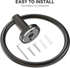 SetSail Towel Holder for Bathroom Wall 2 Packs Towel Ring Screw-in Stainless Steel Hand Towel Hanger for Bathrooms Oil Rubbed Bronze