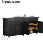 4 EVER WINNER Buffet Cabinet with Storage, 55" Black Sideboard Buffet Cabinet with Drawers and Doors, Coffee Bar for Dining Room