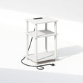 Furinno JUST Night Stand, 3-Tier Turn-N-Tube Nightstand with Charging Station, Bedside Table, End Table, Side Table with USB and Type-C Charging Port, for Bedroom, Closet, Dorm, White