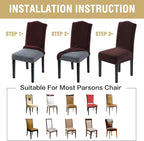 H.VERSAILTEX Velvet Dining Chair Covers Stretch Chair Covers for Dining Room Set of 6 Parson Chair Slipcovers Chair Protectors Covers Dining, Soft Thick Solid Velvet Fabric Washable, Brown