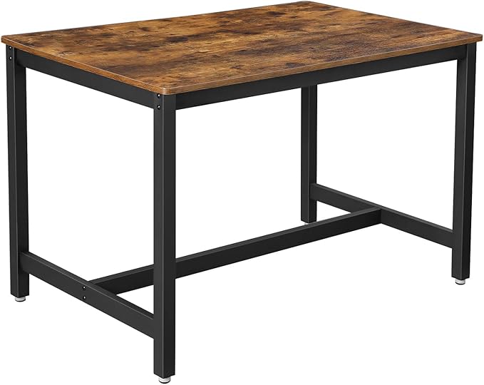 VASAGLE ALINRU Dining Table for 4 People, Kitchen Table, 47.2 x 29.5 x 29.5 Inches, Heavy Duty Metal Frame, Industrial Style, for Living Room, Dining Room, Rustic Brown and Black UKDT75X