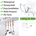 JINSHUNFA Adhesive Wall Hooks 13LB Heavy Duty No Drill Transparent Waterproof Hooks for Bathroom Kitchen Towel Coat 8 Pack