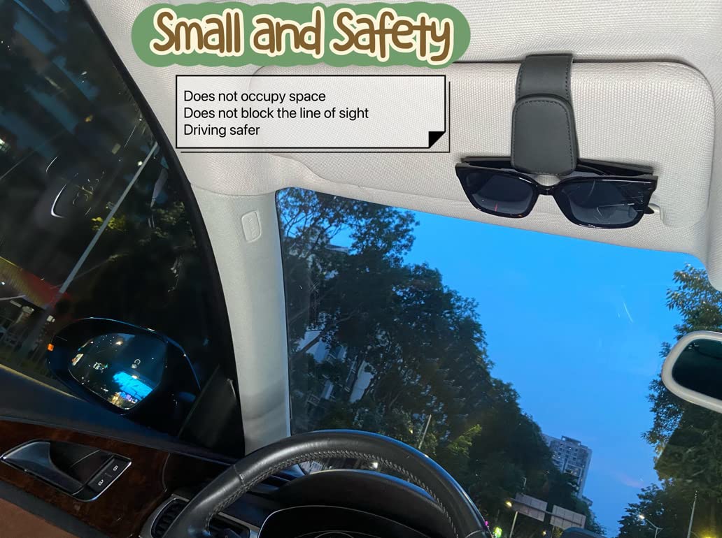 Magnetic Leather Sunglass Holder for Car, Sunglasses Clip for Car
