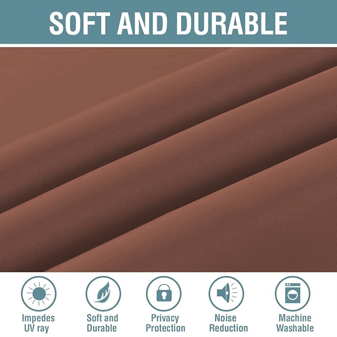 H.VERSAILTEX Blackout Curtain for Living Room Thermal Insulated Window Treatment Curtain Extra Long 84 inch Length Energy Saving Solid Grommet Top Blackout Drape, One Panel, Washed Spice, 52"W x 84"L