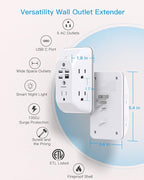 Outlet Extender with Night Light, HANYCONY Multi Plug Outlet, USB Wall Charger Surge Protector 4 USB Ports(1 USB C), Power Strip Electrical Outlet Splitter Expander for Home Office Dorm Room, ETL