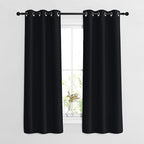NICETOWN Black Curtains for Boys Room - Blackout Thermal Insulated Window Treatment Solid Grommet Room Darkening for Bedroom/Night Shift (Set of 2, W37 x L63)