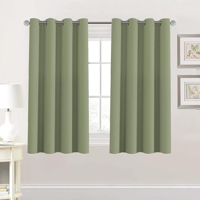 H.VERSAILTEX Untra Sleep Well Microfiber Blackout Thermal Insulated Curtains for Bedroom/Living Room Decorative Grommet Window Panels Drapes (Set of 2, Sage, 52 x 54 Inch)