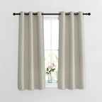 NICETOWN Blackout Bedroom Curtains 48 inches Long - Window Treatment Thermal Insulated Solid Grommet Room Darkening Privacy Sound Reducing for Kitchen (Natural, Set of 2, W37 x L48)