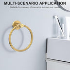 SetSail Towel Holder for Bathroom Wall Screw-in Gold Towel Ring Stainless Steel Hand Towel Holder Heavy Duty Towel Hanger for Bath, Kitchen Drill Hole, 3 Packs