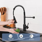 DJS Kitchen Faucets with Pull Down Sprayer Oil Rubbed Bronze -High Arc Single Handle 1 or 3 Holes Spring Kitchen Sink Faucet with Deck Plate for Farmhouse RV Vessel Basin