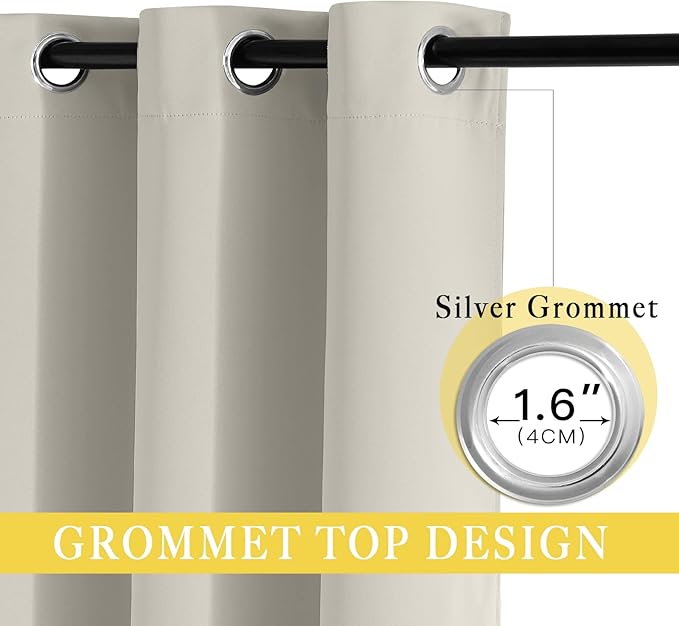 NICETOWN Room Divider Curtain for Bedroom, Grommet Patio Door Curtain Sound Dampening Thermal Insulated Wide Window Drape for Sliding Door (Natural, W80 x L84, 1 Panel)