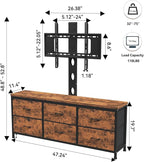 TV Stand with Mount, Fabric Dresser with 6 Drawers for 32/45/55/60/65/75 inch TVs, Dresser Entertainment Center, Modern Media TV Console Table