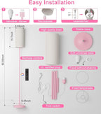 luckystyle LED Floor Lamp for Living Room, Dimmable Tall Lamps with Foot Switch,Remote Custom Color Temperature Pink Pole Lamp with Lampshade,12W Led Bulb Standing Lamps for Bedroom Office Kid Room