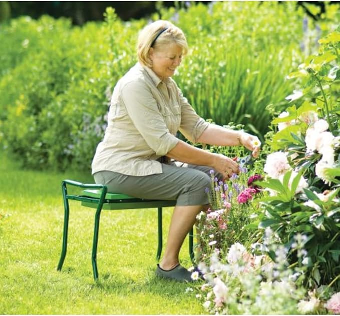 Gardener's Supply Company Garden Kneeler and Portable Stool | Extra Wide & Soft Kneeler for Outdoor Flower Beds and Raised Bed Planting | Ideal Gardening Gifts for Grandparents & Senior Gardeners