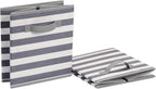 Amazon Basics Collapsible Fabric Storage Bins with Handles, Cube Organizer for Organizing, 13"x13"x13", White/Light Grey Stripe, 6-Pack