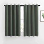 NICETOWN Blackout Curtains 45 inch Long for Bedroom - Window Treatment Thermal Insulated Blinds Solid Grommet Vertical Drapes for Kitchen, Dark Mallard, Set of 2, W52 x L45