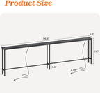 SUPERJARE Sofa Table with 2 Power Outlets and USB-C Ports, 5.9 Inch Narrow Console Table with Storage, Extra-Long, for Entryway Hallway Couch Behind Sofa, Small Spaces (Black, 5.9"D x 86.6"W x 29.7"H)