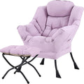 Tiita Lazy Chair with Ottoman, Purple Modern Large Accent Chair, Comfy Leisure Sofa Armchair with Ottoman, Reading Chair with Footrest for Bedroom, Living Room, Dorm Rooms, Purple