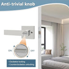 KAMOTA Privacy Door Levers, 5 Pack Satin Nickel Door Handles Bed and Bath Door Locks Interior Keyless Locksets, Left and Right Hand Reversible