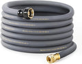 Garden Hose 5/8" x 50ft - Brass Rubber Heavy Duty Water Hose 600 PSI Burst Pressure, Durable Flexible Hose for Yard, Car Wash, Pets Gray