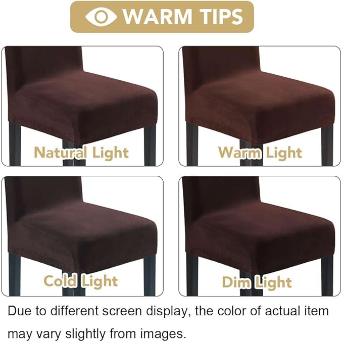 H.VERSAILTEX Velvet Dining Chair Covers Stretch Chair Covers for Dining Room Set of 2 Parson Chair Slipcovers Chair Protectors Covers Dining, Soft Thick Solid Velvet Fabric Washable, Brown