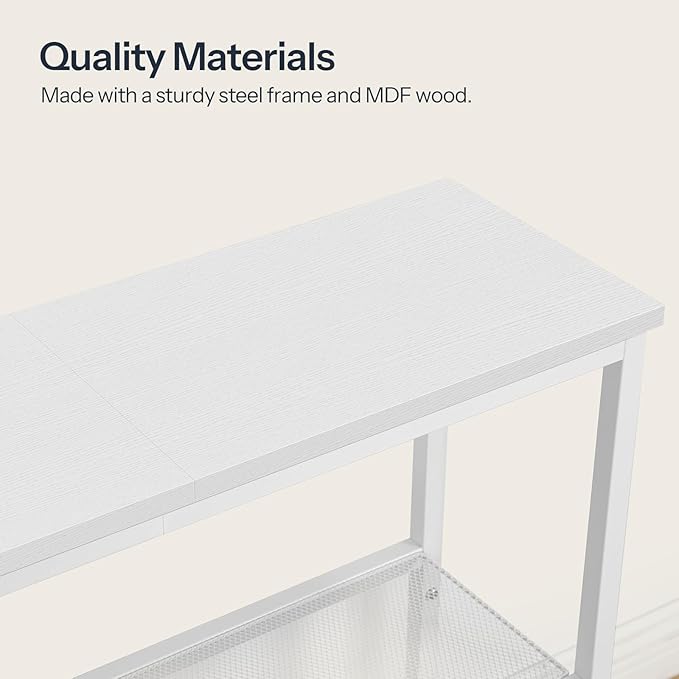 HOOBRO 29.5" Narrow Console Table, 3 Tier Entryway Table with Shelves, Thin Sofa Table, Behind Couch Table, Display Side Table, for Hallway, Entrance, Living Room, White WH73XG01