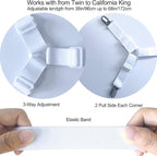 Sheet Fasteners Suspenders Straps - Adjustable Crisscross Bed Sheets Holder Clips Elastic Band Sheet Keeper Stays Grippers,2Pcs/Set White