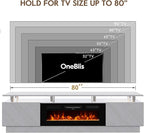 80" TV Stand & Entertainment Center, Media Console with Storage Cabinet, Fits TVs up to 90", Modern Living Room Furniture, 36" Electric Fireplace (Grey+Black)
