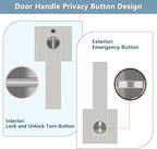 KAMOTA Privacy Door Levers, 1 Pack Satin Nickel Door Handles Bed and Bath Door Locks Interior Keyless Locksets, Left and Right Hand Reversible