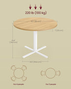 VASAGLE Dining Table, Small Round Kitchen Table for 4 People, 31.5 x 29.4 Inches, for Dining Room, Living Room, Farmhouse, Water-Resistant, Oka Beige UKDT082Y02