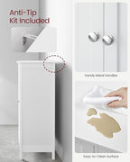 VASAGLE Floor Storage Cabinet, Freestanding Storage Unit with 2 Adjustable Shelves, for Bathroom Living Room Dining Kitchen, 11.8 x 23.6 x 31.5 Inches, Cloud White UBCB060WH01S