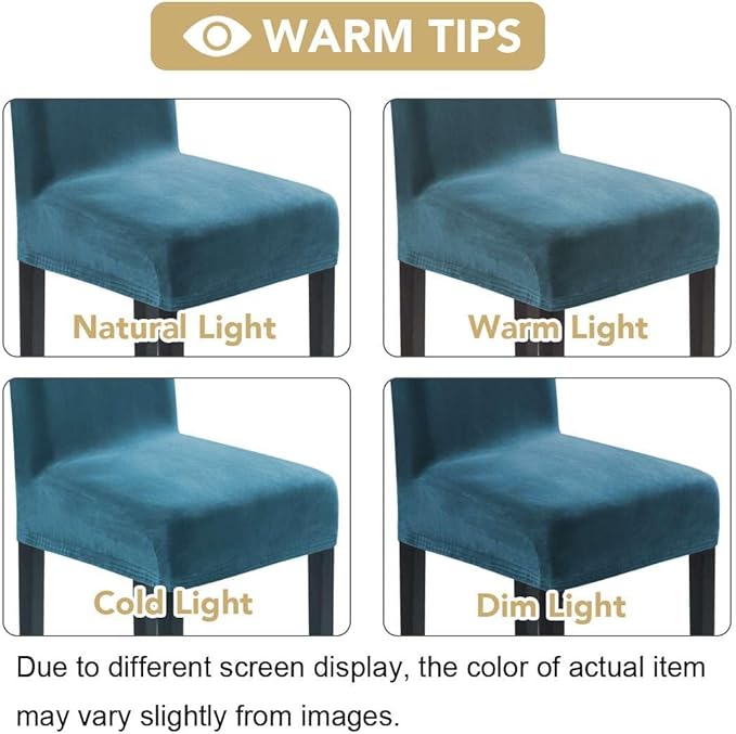 H.VERSAILTEX Velvet Dining Chair Covers Stretch Chair Covers for Dining Room Set of 2 Parson Chair Slipcovers Chair Protectors Covers Dining, Soft Thick Solid Velvet Fabric Washable, Peacock Blue