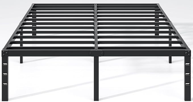 Metal Bed Frame,King Size Bed Frame with Storage Space,Heavy Duty Sturdy Mattress Foundation,Easy Assembly,No Box Spring Needed, Black,18 Inch,King