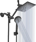 Shower Head, 12‘’ High Pressure Rainfall/Handheld Shower Combo with 11'' Extension Arm, 9 Settings, Anti-leak Shower Head with Holder, Height/Angle Adjustable, Matte Black