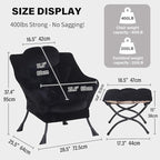 Tiita Lazy Chair with Ottoman, Black Modern Large Accent Chair, Comfy Leisure Sofa Armchair with Ottoman, Reading Chair with Footrest for Bedroom, Living Room, Dorm Rooms, Plush Black