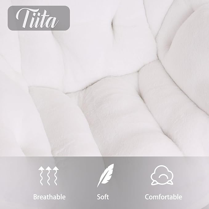 Tiita Lazy Chair with Ottoman, White Modern Large Accent Chair, Comfy Leisure Sofa Armchair with Ottoman, Reading Chair with Footrest for Bedroom, Living Room, Dorm Rooms, Plush White
