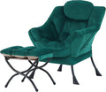Tiita Lazy Chair with Ottoman, Green Modern Large Accent Chair, Comfy Leisure Sofa Armchair with Ottoman, Reading Chair with Footrest for Bedroom, Living Room, Dorm Rooms, Velvet Green