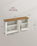 VASAGLE LIRY Collection - Storage Cabinet, Buffet Cabinet, Sideboard, Credenza, with Adjustable Shelves, for Living Room, Entryway, Rustic White and Honey Brown ULSC381W01