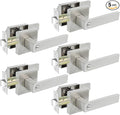 KAMOTA Privacy Door Levers, 5 Pack Satin Nickel Door Handles Bed and Bath Door Locks Interior Keyless Locksets, Left and Right Hand Reversible