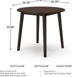 Signature Design by Ashley Hammis Round Dining Room Drop Leaf Table, Seats up to 4, Hinged Drop Leaves, Wood, 36.38" W x 36.38" D x 29.88" H, Dark Brown