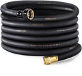 Garden Hose 5/8" x 50ft - Brass Rubber Heavy Duty Water Hose 600 PSI Burst Pressure, Durable Flexible Hose for Yard, Car Wash, Pets Black