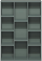 Furinno LUDER Book Shelf, 11-Cube Bookshelf, Reversible Bookcase, 9.4 x 29.1 x 41.7, Easy Assembly, for Living Room, Bedroom, Home Office, Sage Green
